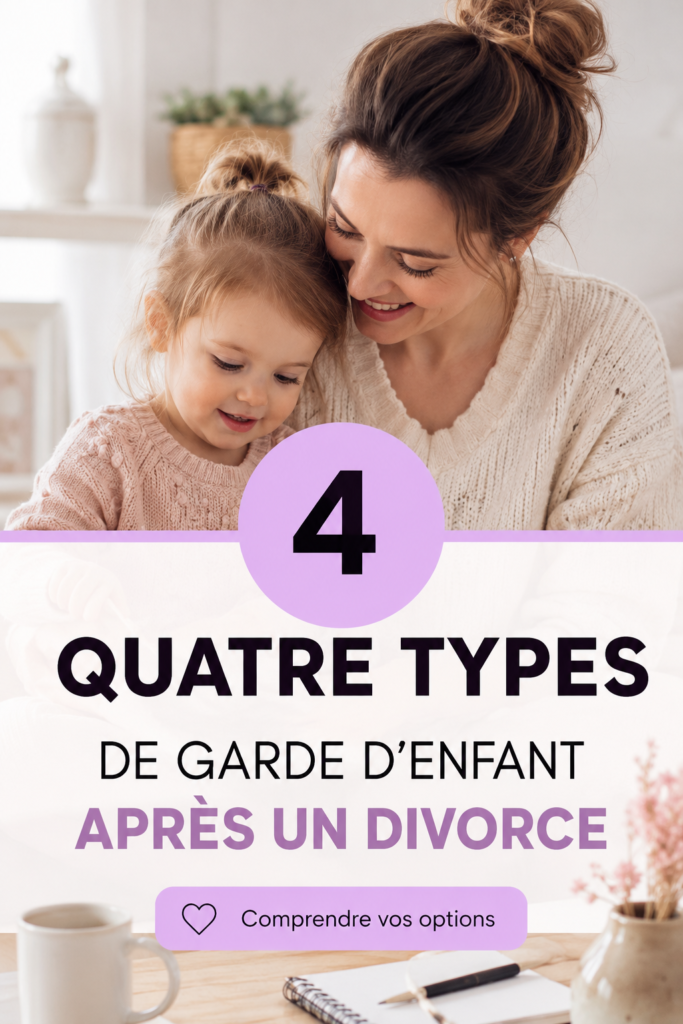 Illustration de différentes options de garde d'enfants après un divorce