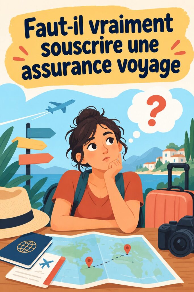 Femme réfléchissant à la nécessité d'une assurance voyage avant son départ.