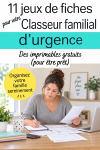 Illustration d'un binder d'urgence familial bien organisé avec des documents importants.