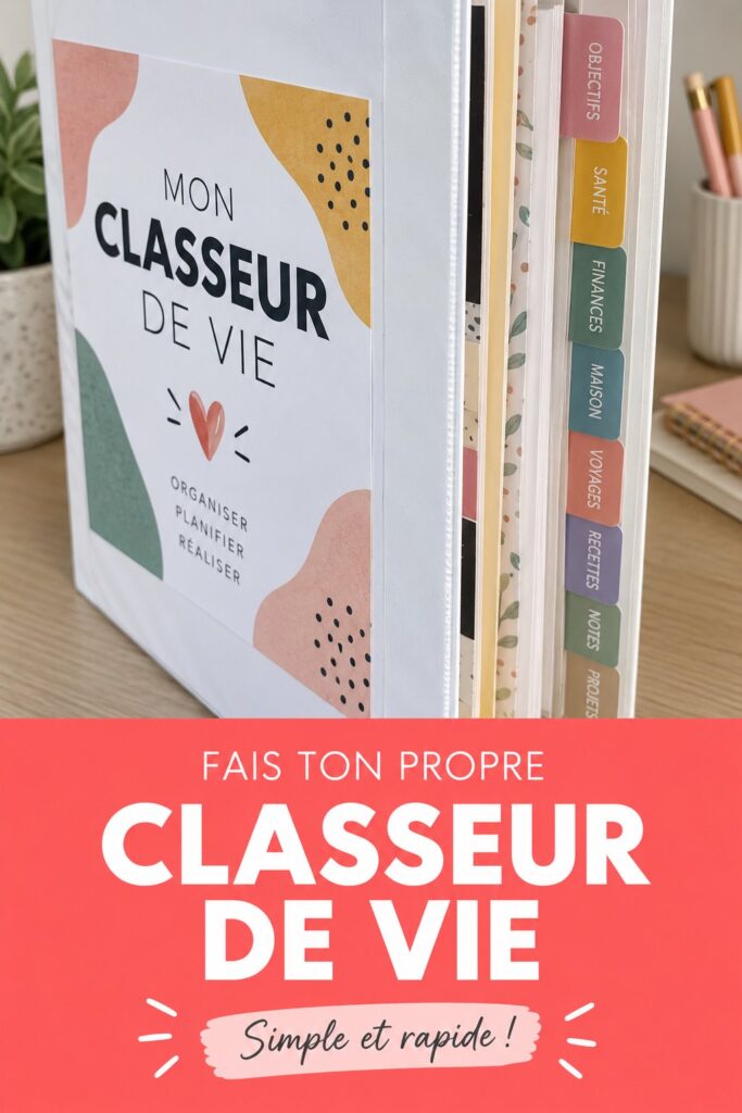 Un carnet de vie ouvert avec des notes et des images colorées.
