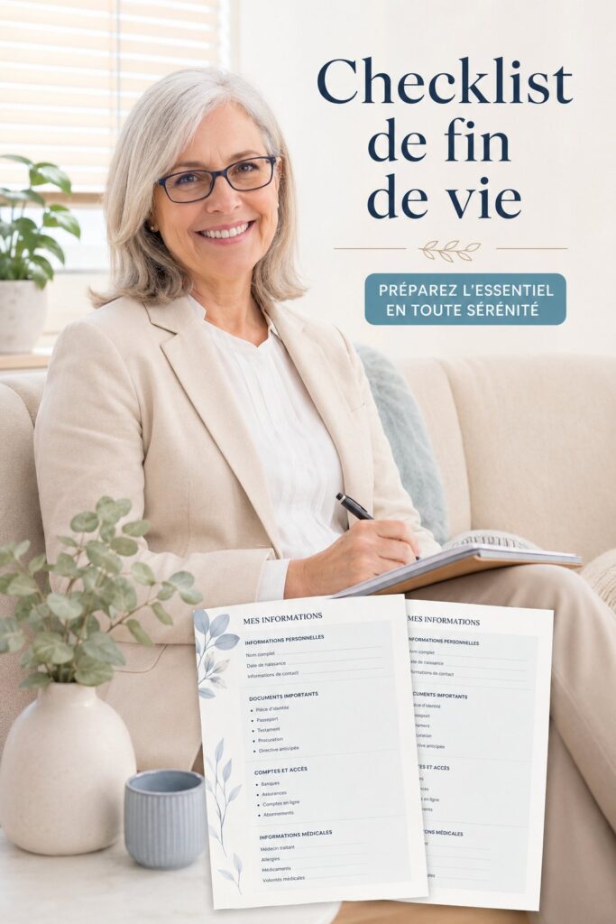 Checklist de fin de vie avec des éléments pratiques