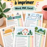 Checklists d'inspection de maison prêtes à imprimer sur une table en bois