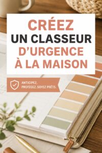 Classeur d'urgence ouvert avec documents essentiels pour la maison