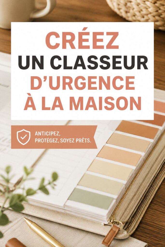 Classeur d'urgence ouvert avec documents essentiels pour la maison