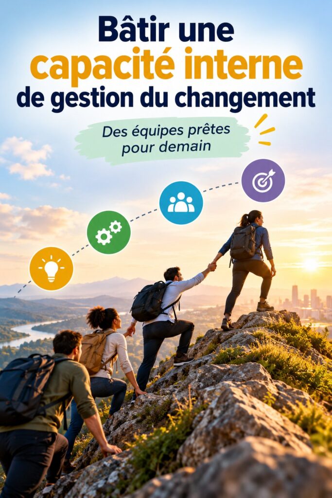 Une femme discutant de la gestion du changement avec son équipe en milieu professionnel.