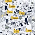 Illustration de femmes en réunion, discutant de gestion de projet