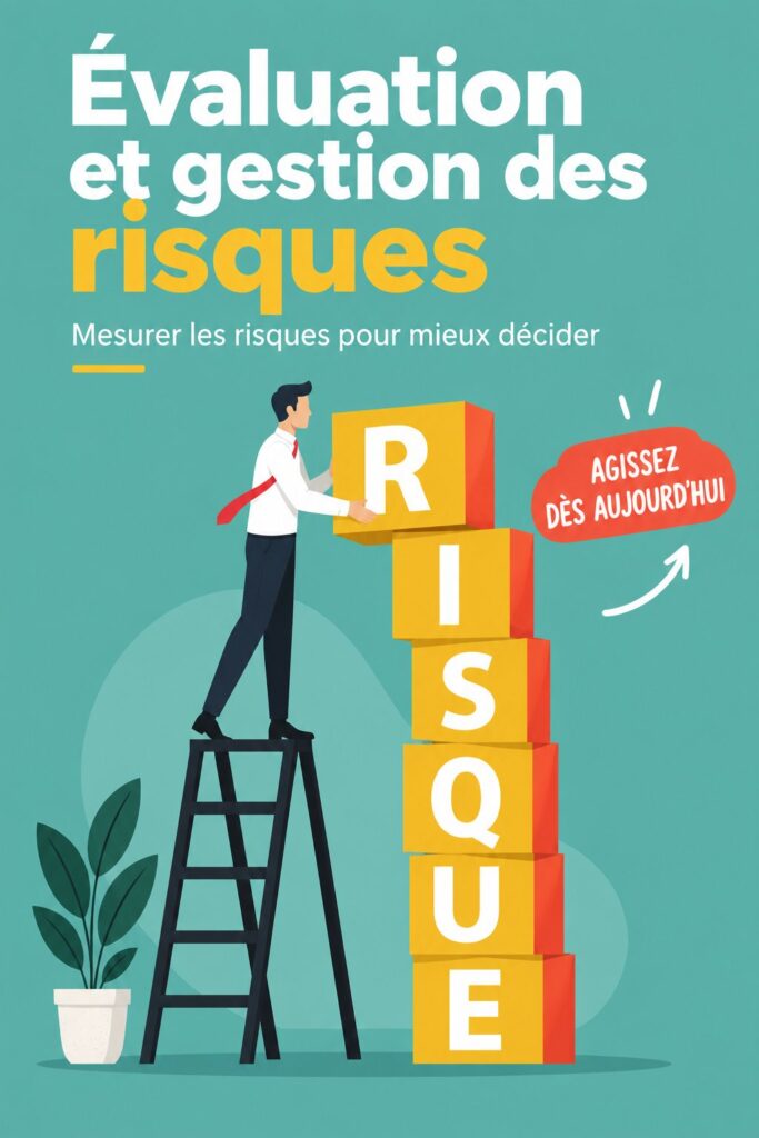 Femme analysant des cubes représentant des risques pour une évaluation sécurisée