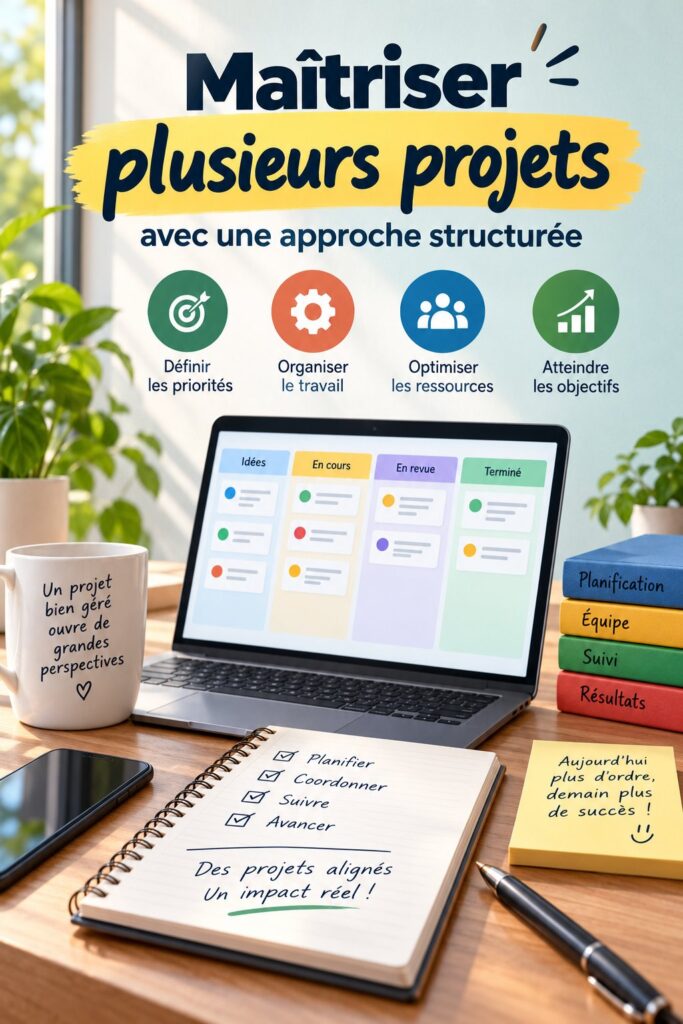 Illustration d'une femme utilisant des outils de gestion de projet sur son ordinateur.