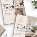femme souriante consultant des documents immobiliers
