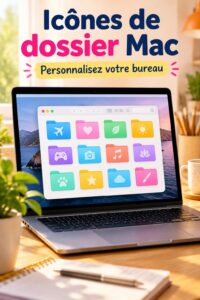 Icônes de dossier Mac colorées et variées sur un bureau numérique