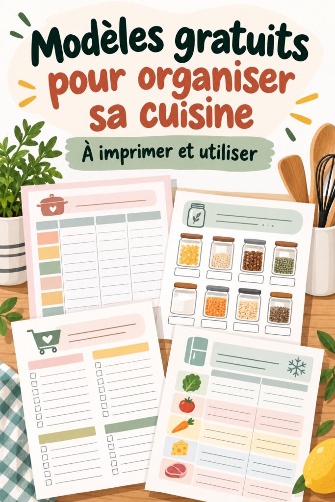 Imprimables gratuits pour organiser votre cuisine, avec des outils pratiques et esthétiques.