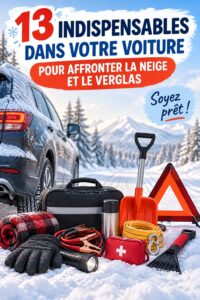 une voiture préparée pour l'hiver avec des accessoires visibles
