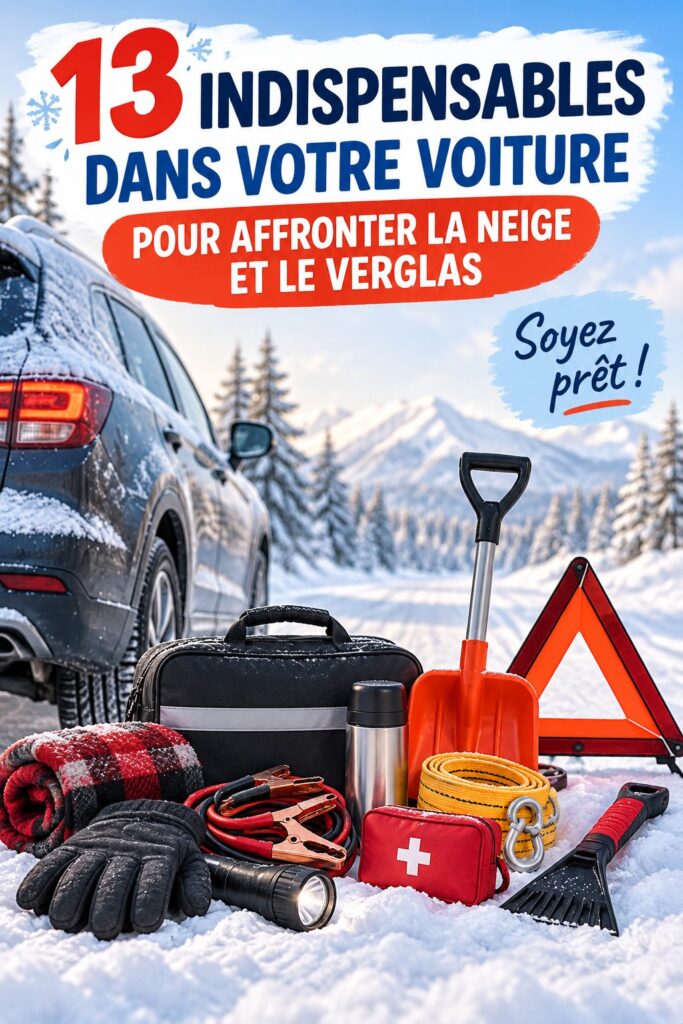 une voiture préparée pour l'hiver avec des accessoires visibles