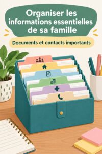 Dossier organisé contenant des documents familiaux essentiels pour une gestion sereine.