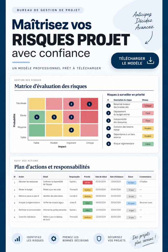 Femme souriante en train de planifier un projet avec confiance, illustrant la gestion des risques.