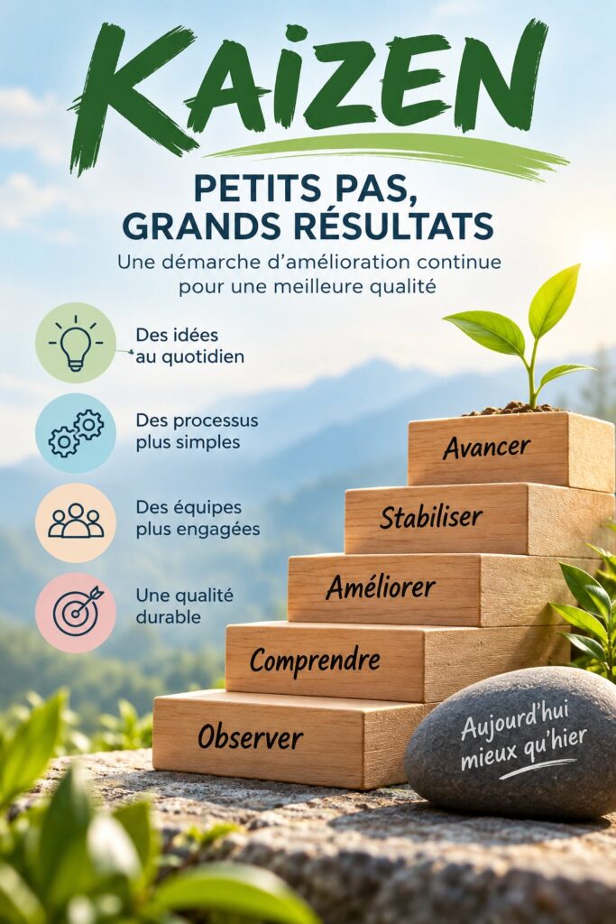 Femme utilisant la méthode Kaizen pour améliorer son organisation quotidienne.