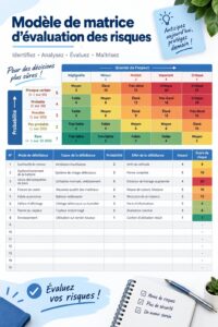 Illustration d'un modèle de matrice d'évaluation des risques en contexte professionnel, conçu pour un usage pratique.