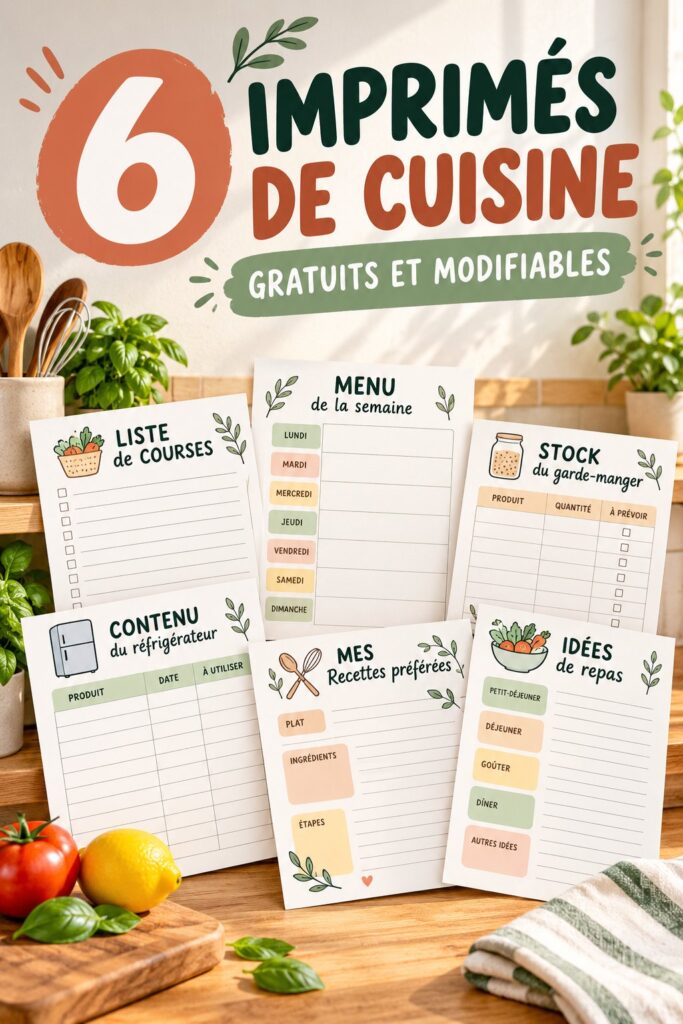 Modèles imprimables colorés pour la décoration de cuisine