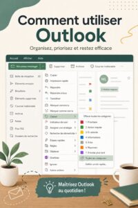 Une femme utilisant Outlook sur son ordinateur pour organiser son travail