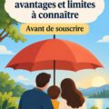 Une femme consulte des documents sur l'assurance vie entière, entourée de notes pratiques.