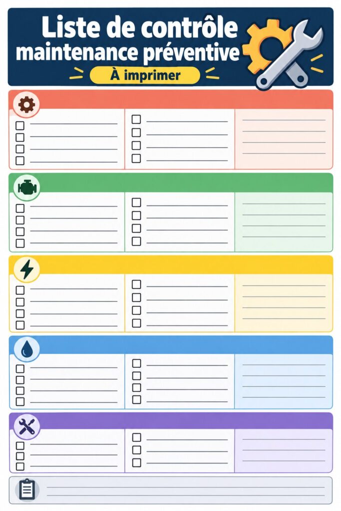 Femme utilisant une checklist pour la maintenance préventive à la maison.