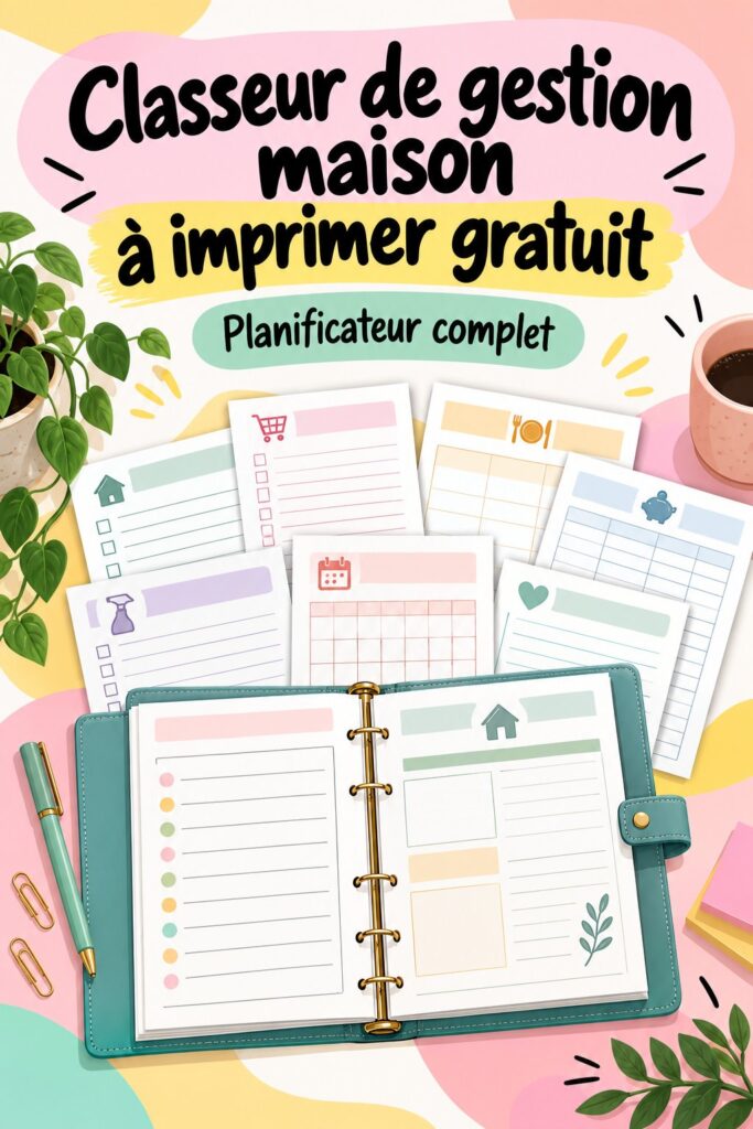 Un classeur de gestion de maison ouvert avec des feuilles imprimées à l'intérieur.