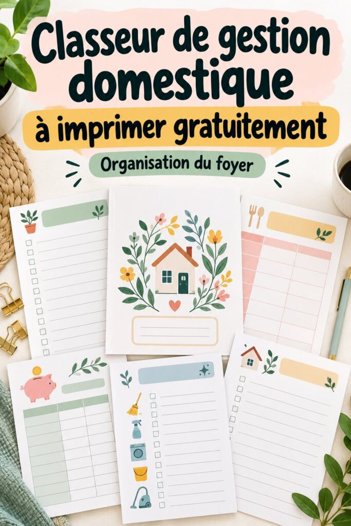 Classeur d'organisation maison à imprimer avec des onglets colorés