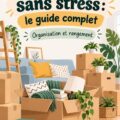 Une femme souriante s'occupant de son déménagement avec une checklist en main, entourée de cartons.