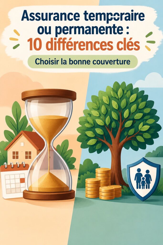 Illustration comparant l'assurance temporaire et permanente, mettant en évidence leurs principales différences.