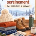 Femme s'équipant pour l'hiver avec vêtements chauds et accessoires.