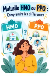 Visuel illustrant les différences entre HMO et PPO en assurance santé.