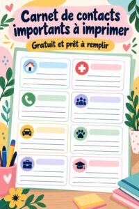 Un exemple d'imprimable pour organiser des contacts importants.