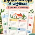 Imprimables pratiques pour la gestion de la maison, affichant un calendrier et des listes de vérification.