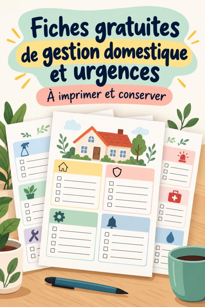Imprimables pratiques pour la gestion de la maison, affichant un calendrier et des listes de vérification.