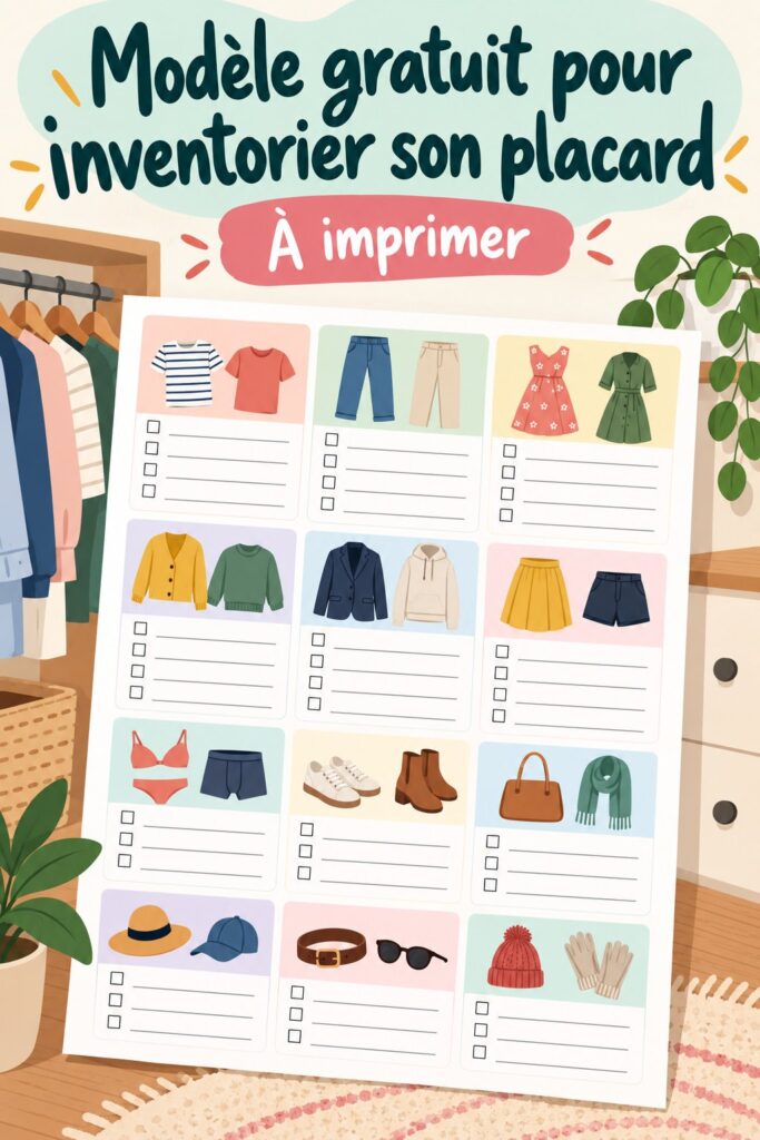 Modèle d'inventaire de cuisine gratuit imprimable en PDF avec des espaces pour les aliments et les quantités.