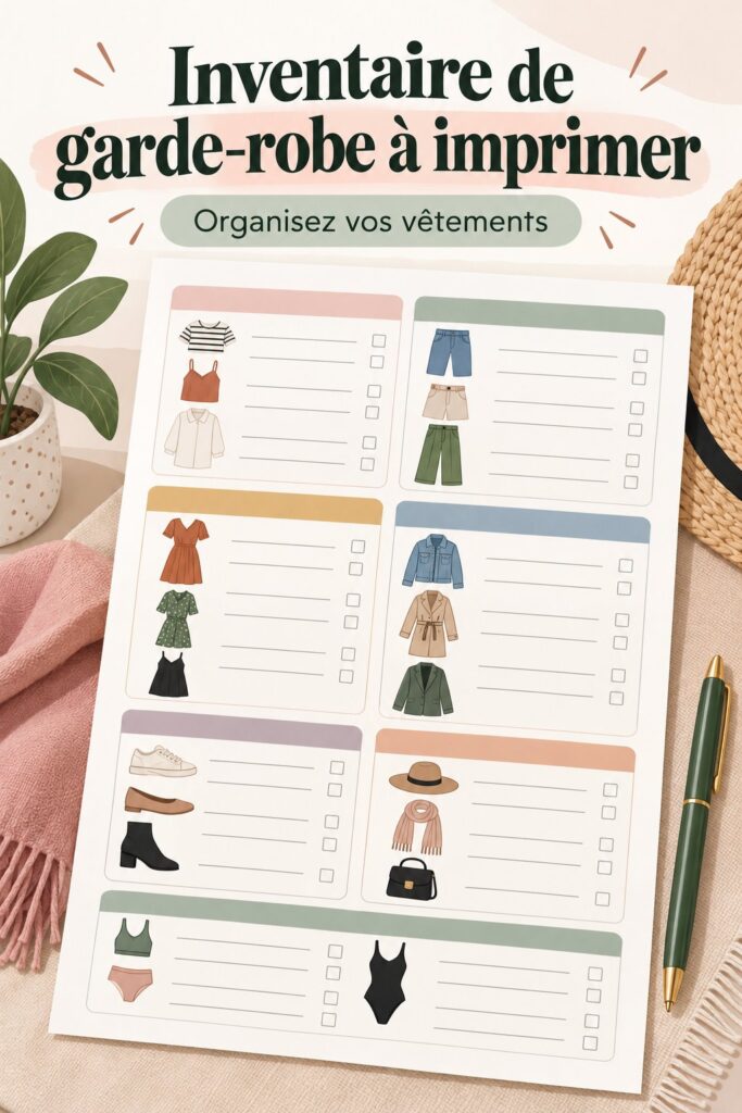 Femme ouvrant son dressing bien organisé avec un inventaire de vêtements.