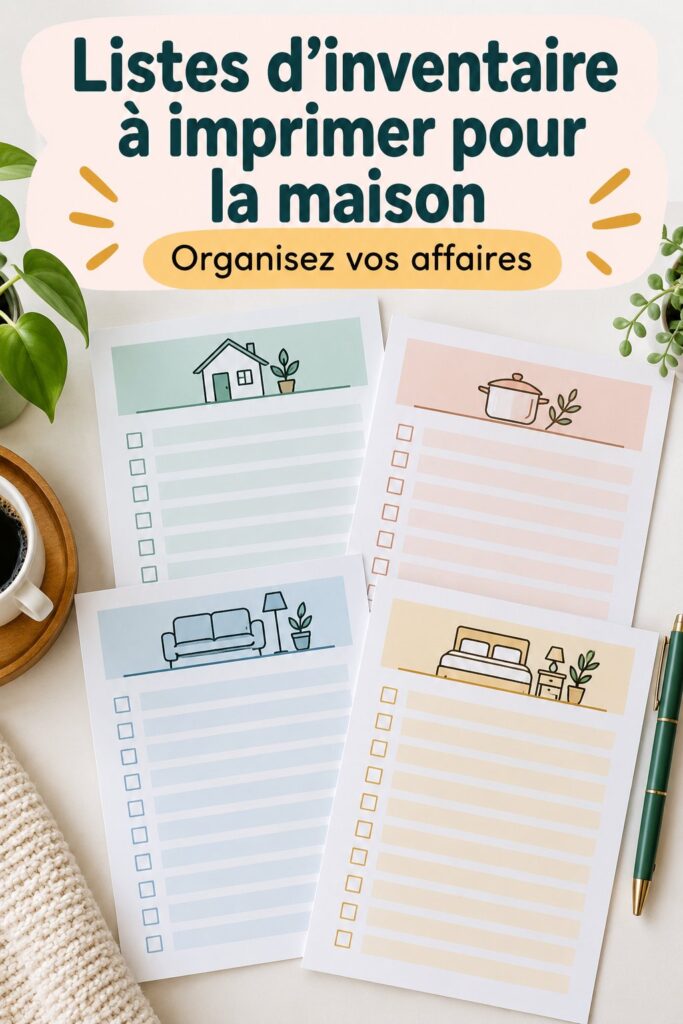 Modèle d'inventaire ménager imprimable sur une table