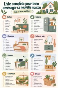 Nouvelle maison avec des meubles et des décorations choisies avec soin