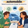 Femme souriante négociant avec son assureur sur son contrat automobile.