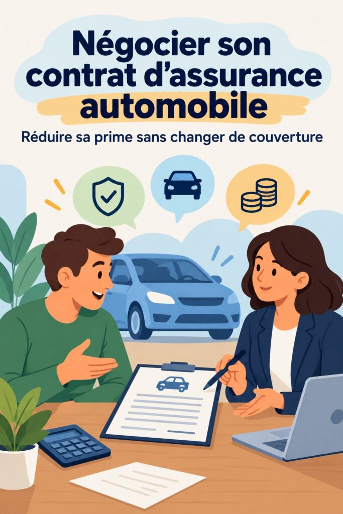 Femme souriante négociant avec son assureur sur son contrat automobile.