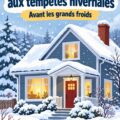 Visuel d'une maison bien préparée pour l'hiver avec des équipements de sécurité et des provisions.